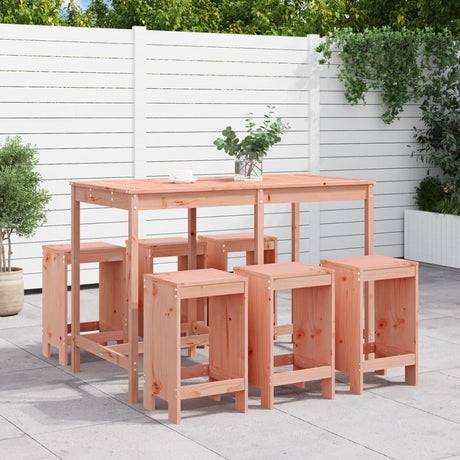 7 Piece Garden Bar Set White Solid Wood Pine