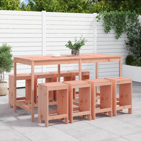 9 Piece Garden Bar Set Grey Solid Wood Pine