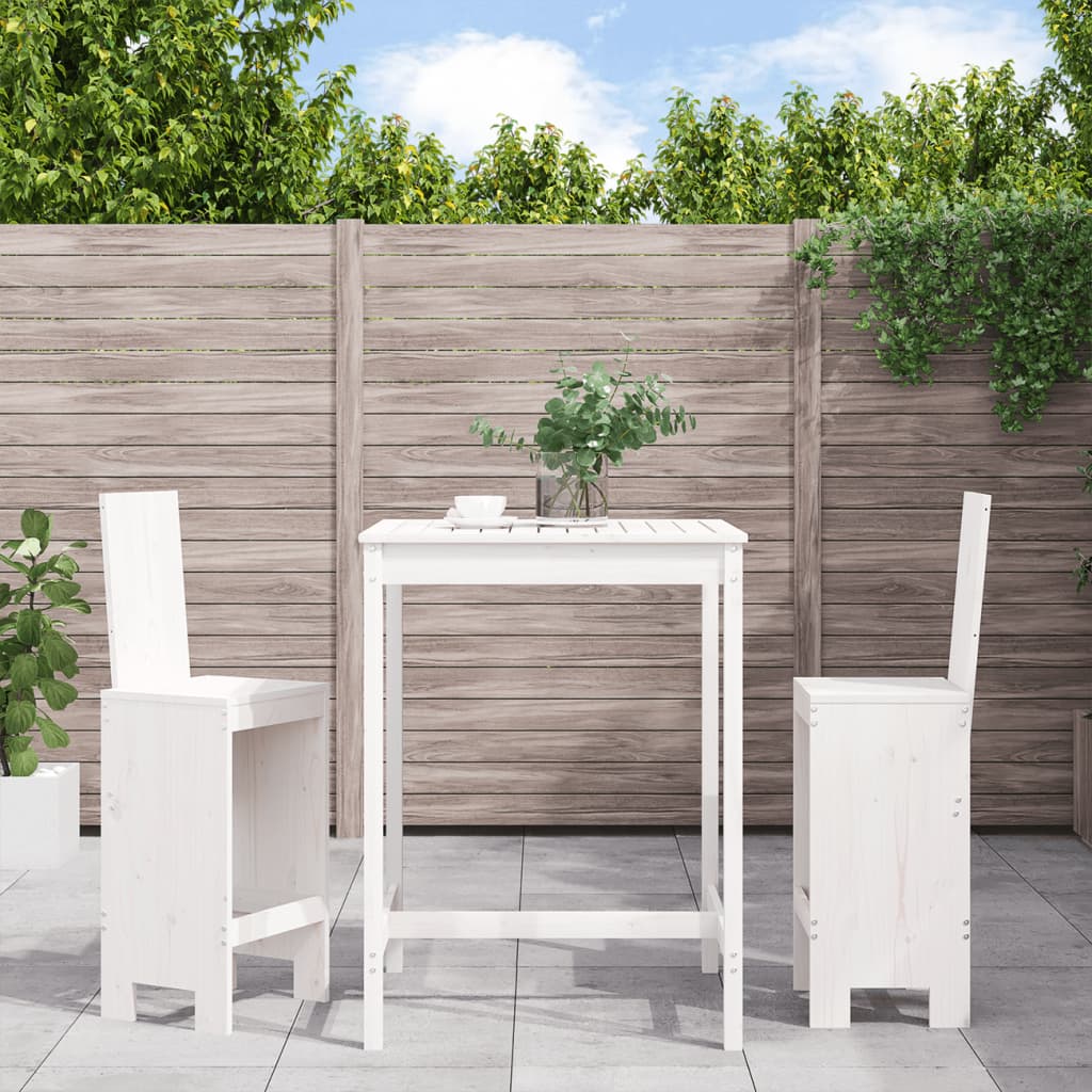 3 Piece Garden Bar Set Grey Solid Wood Pine