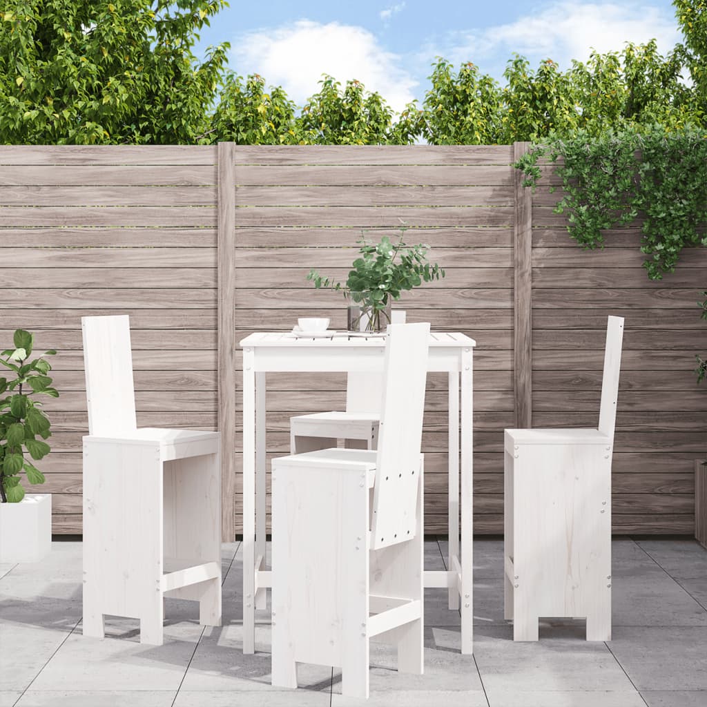 5 Piece Garden Bar Set Grey Solid Wood Pine