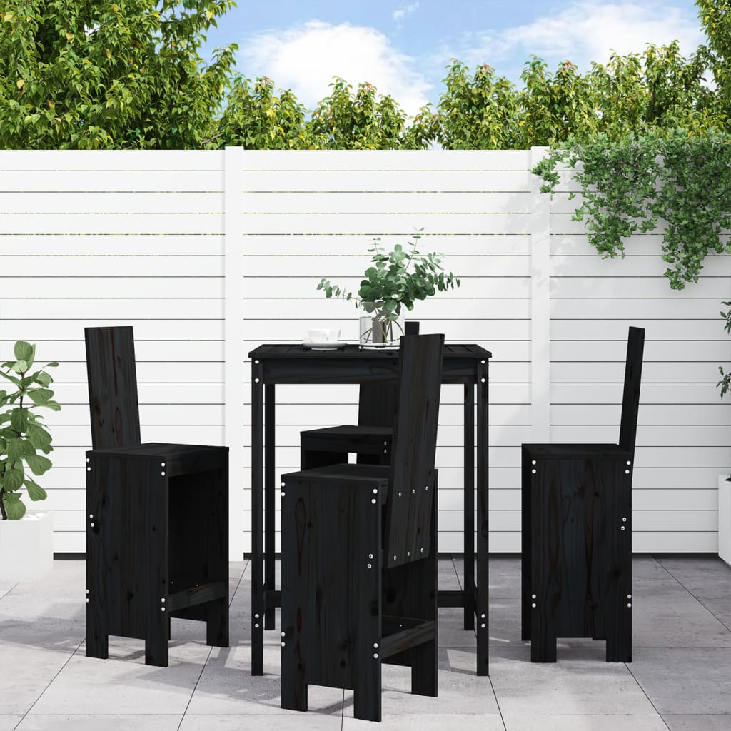 5 Piece Garden Bar Set Grey Solid Wood Pine