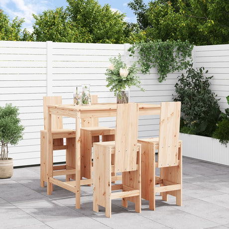 5 Piece Garden Bar Set Honey Brown Solid Wood Pine