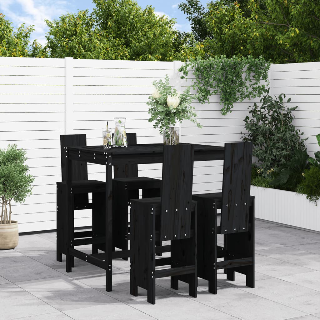 5 Piece Garden Bar Set Honey Brown Solid Wood Pine