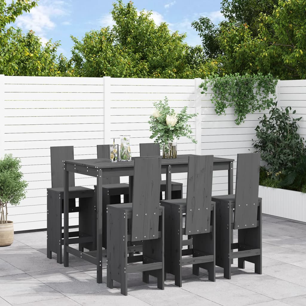 7 Piece Garden Bar Set Solid Wood Douglas