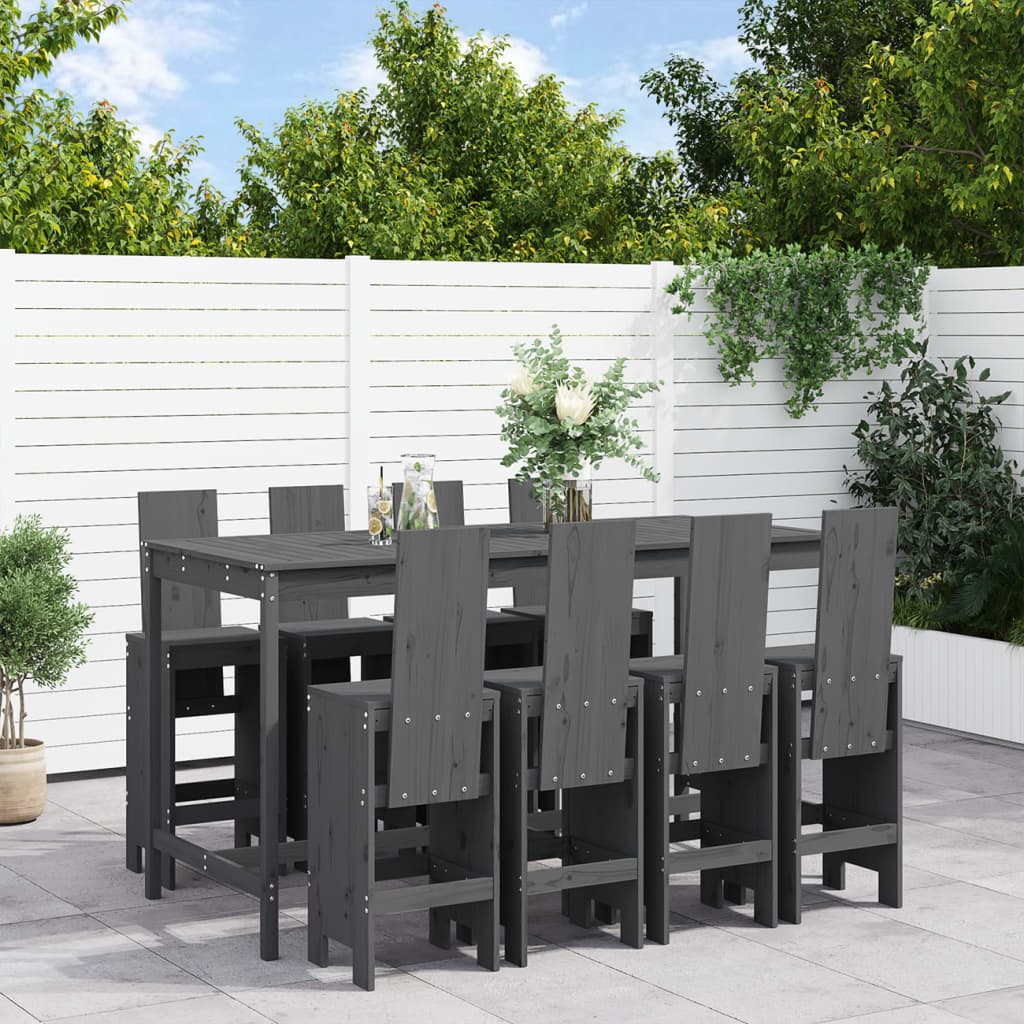 9 Piece Garden Bar Set Solid Wood Douglas