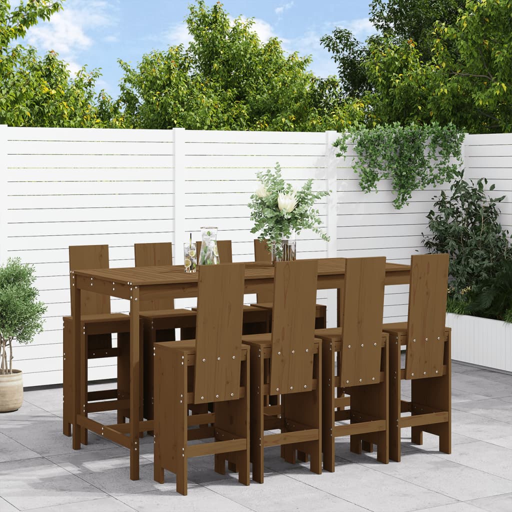 9 Piece Garden Bar Set Solid Wood Douglas