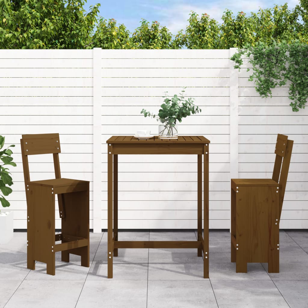 3 Piece Garden Bar Set Solid Wood Pine