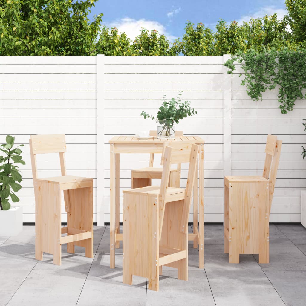 5 Piece Garden Bar Set Honey Brown Solid Wood Pine