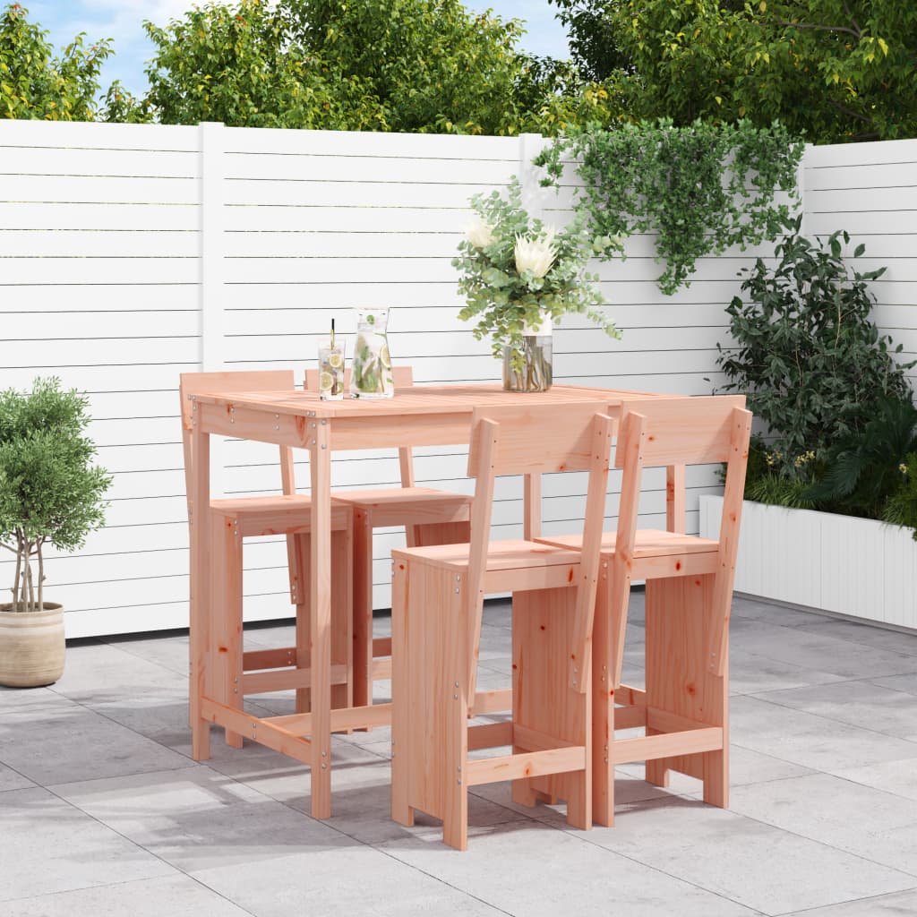 5 Piece Garden Bar Set Black Solid Wood Pine