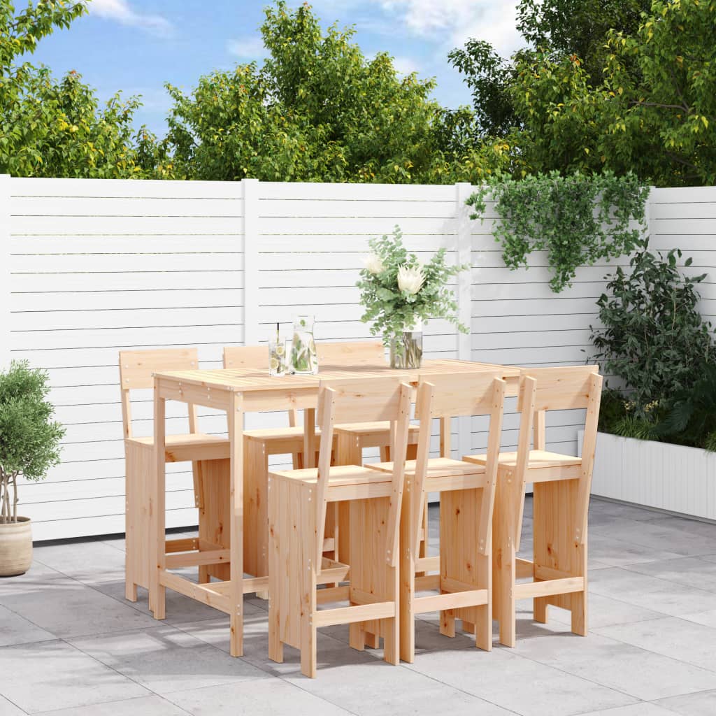 7 Piece Garden Bar Set Solid Wood Douglas