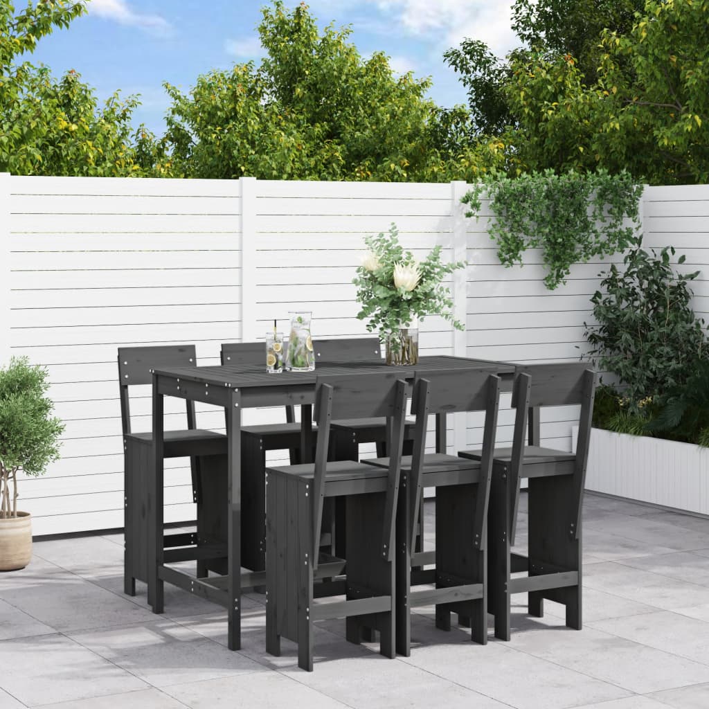 7 Piece Garden Bar Set Solid Wood Douglas