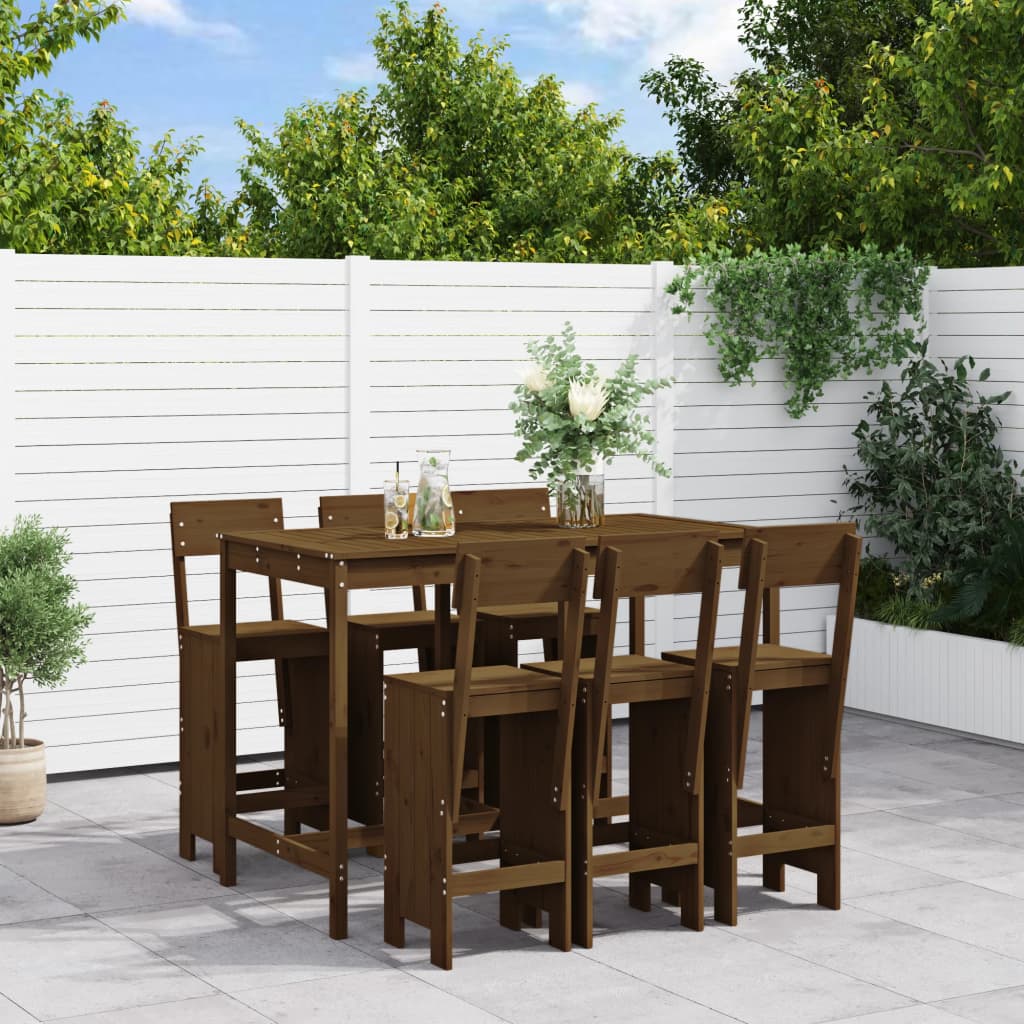 7 Piece Garden Bar Set Solid Wood Douglas