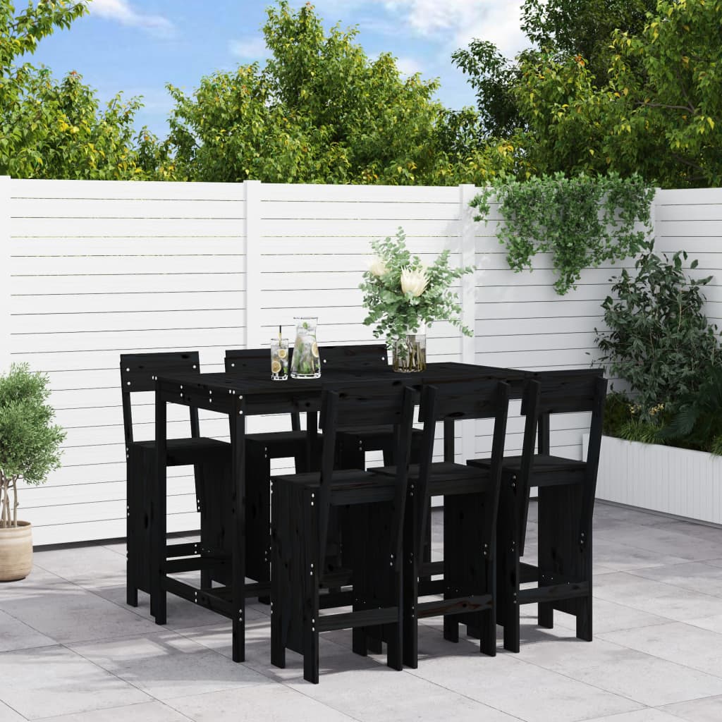 7 Piece Garden Bar Set Solid Wood Douglas