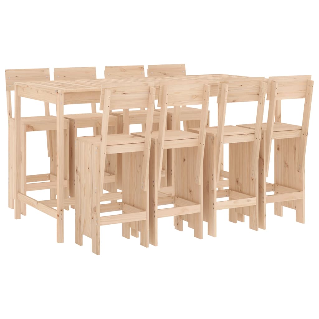 9 Piece Garden Bar Set Solid Wood Pine