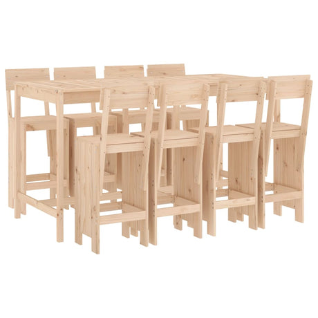 9 Piece Garden Bar Set Solid Wood Pine