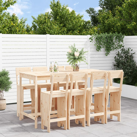 9 Piece Garden Bar Set Solid Wood Pine
