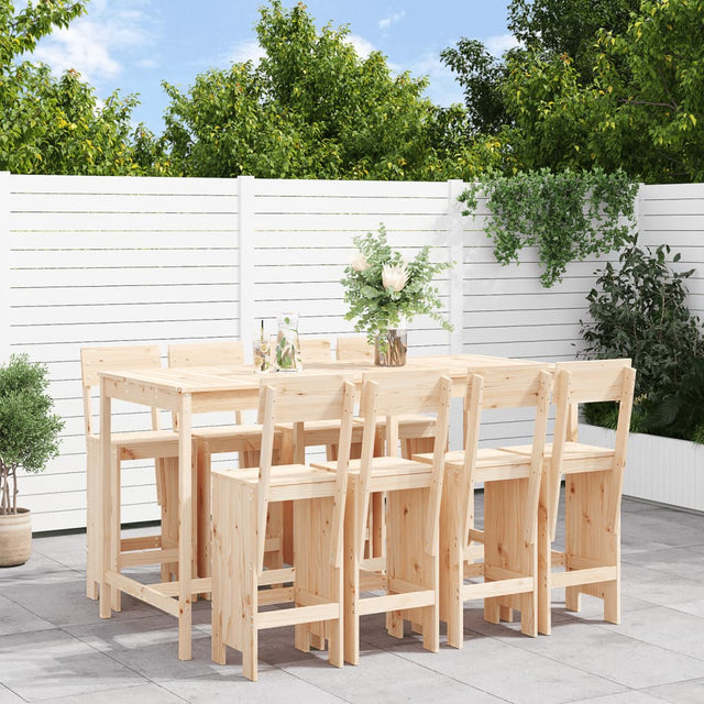 9 Piece Garden Bar Set Solid Wood Pine