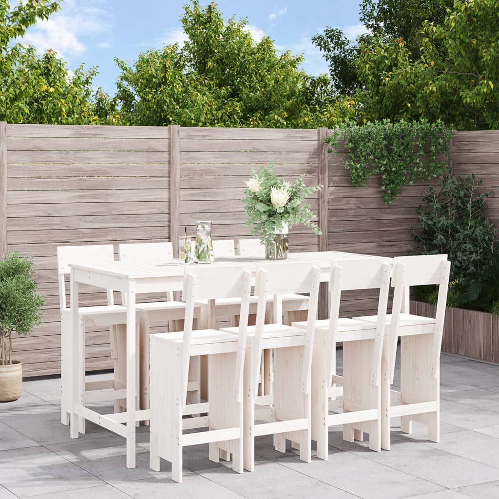 9 Piece Garden Bar Set Solid Wood Pine