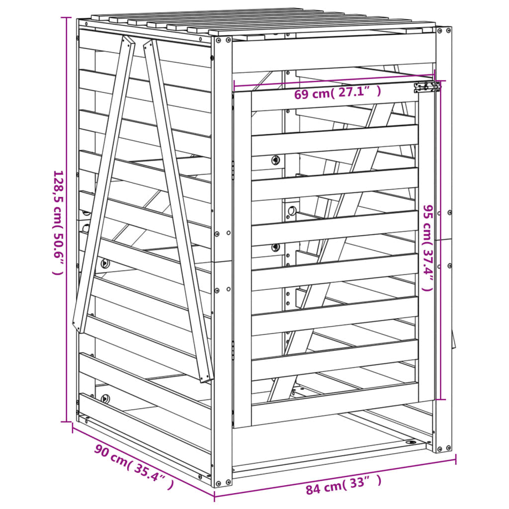 Wheelie Bin Storage Solid Wood Douglas
