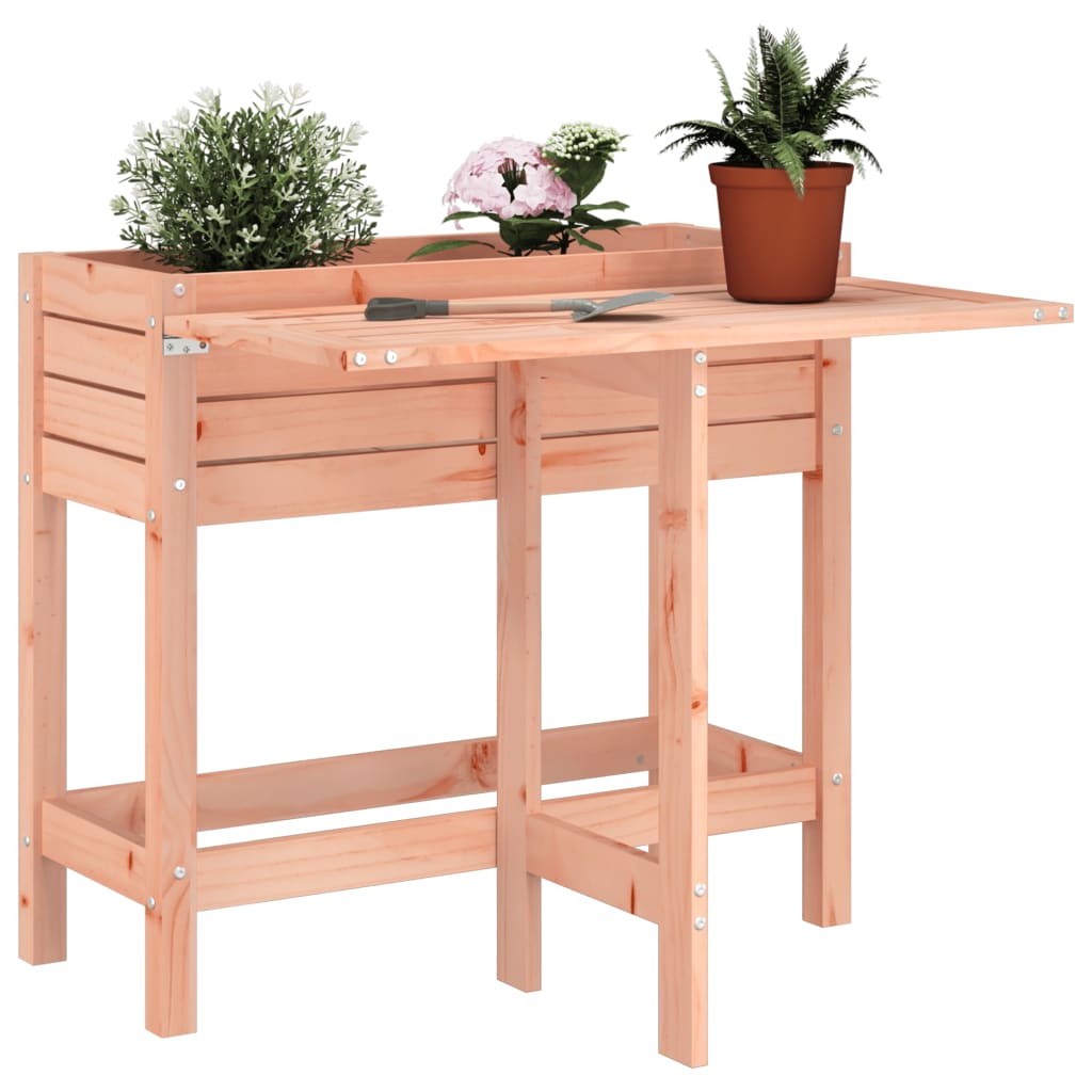 Garden Planter With Folding Tabletop White Solid Wood Pine