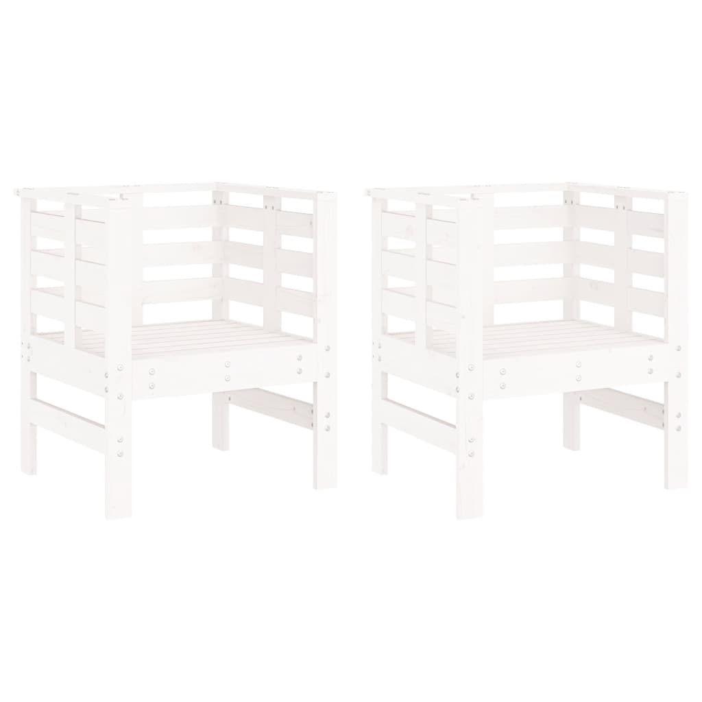 Garden Chairs 2 Pcs White 61.5X53X71 Cm Solid Wood Pine