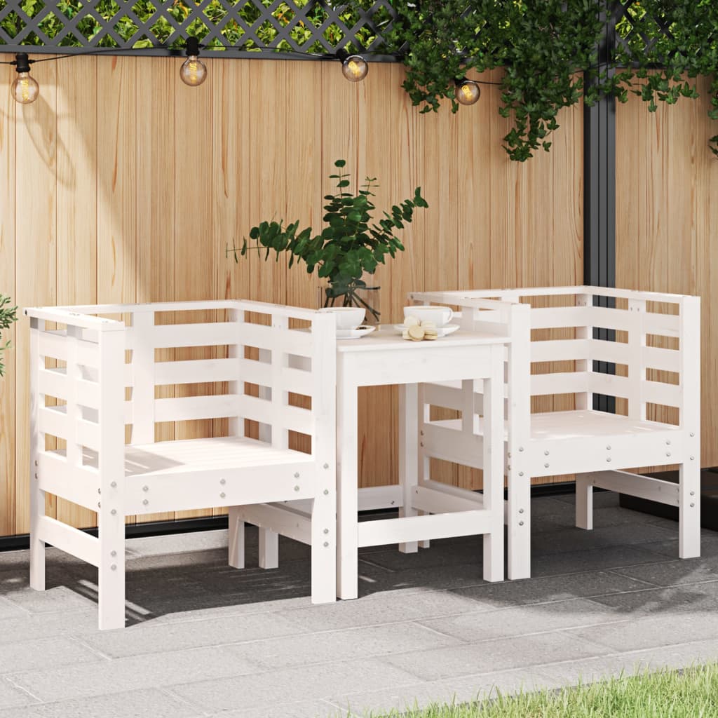 Garden Chairs 2 Pcs White 61.5X53X71 Cm Solid Wood Pine