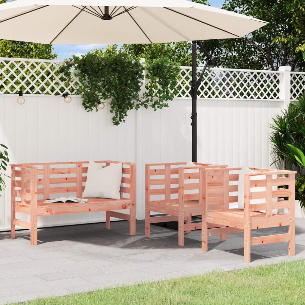 3 Piece Garden Lounge Set White Solid Wood Pine