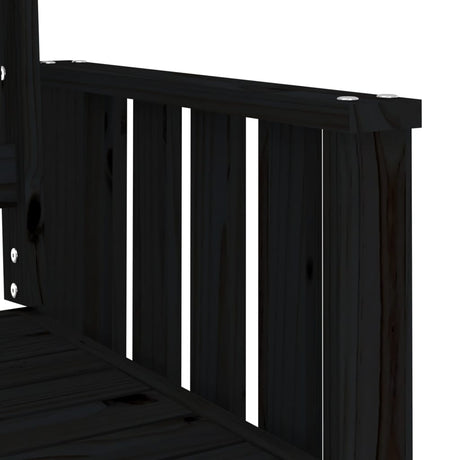 Garden Bench With Table 2-Seater Black Solid Wood Pine