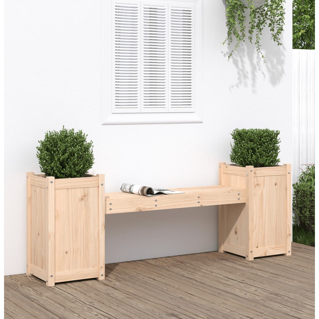 Planter Bench Grey 180X36X63 Cm Solid Wood Pine