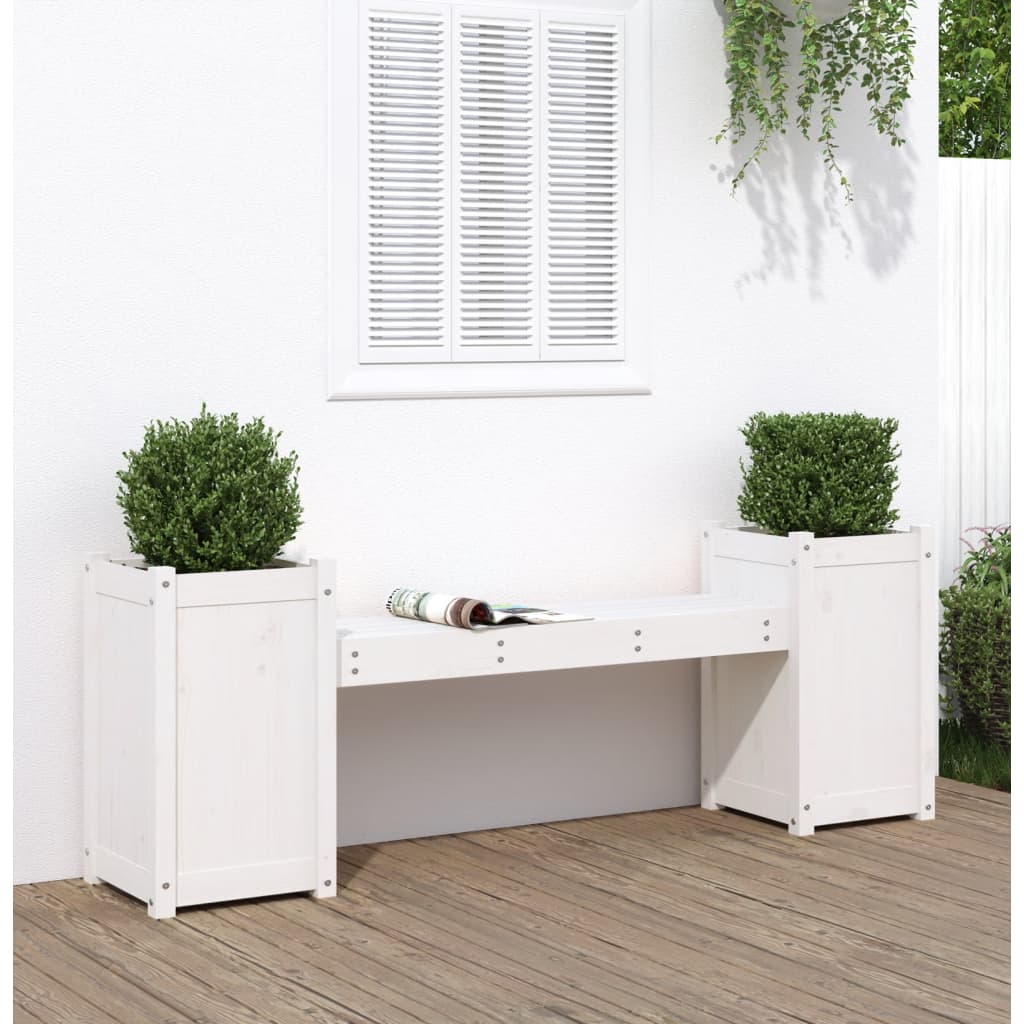 Planter Bench Grey 180X36X63 Cm Solid Wood Pine