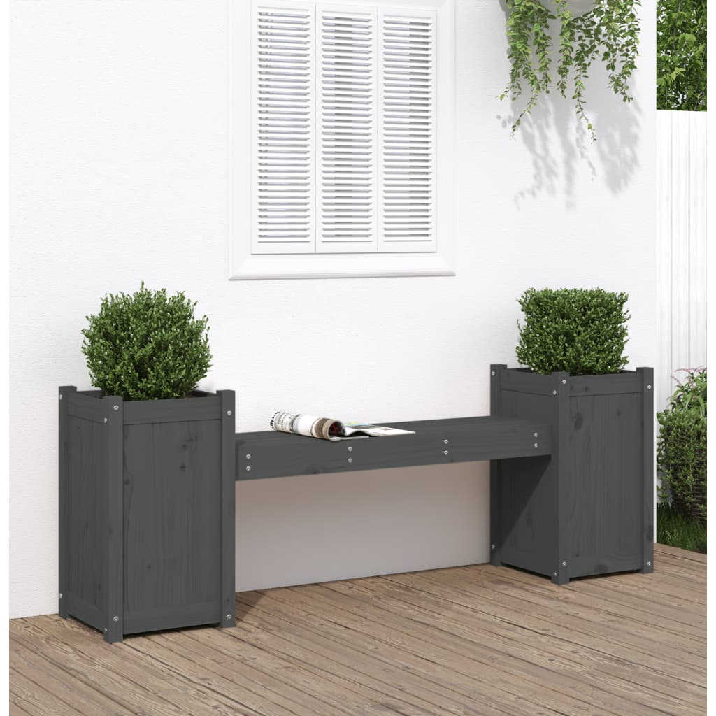 Planter Bench Grey 180X36X63 Cm Solid Wood Pine