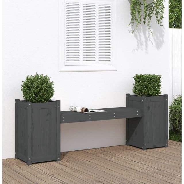 Planter Bench Grey 180X36X63 Cm Solid Wood Pine