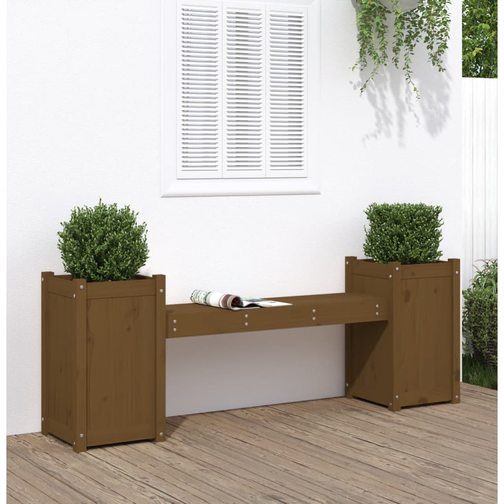 Planter Bench Grey 180X36X63 Cm Solid Wood Pine