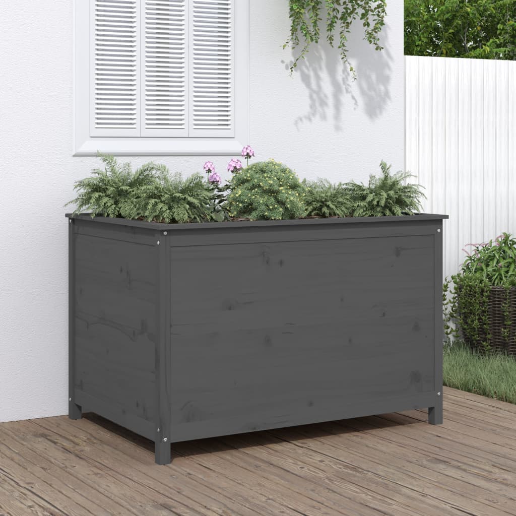 Garden Raised Bed Grey Solid Wood Pine