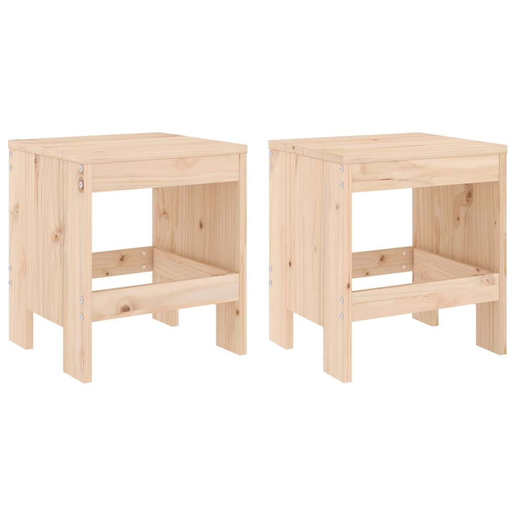 Garden Stools 2 Pcs Solid Wood Pine