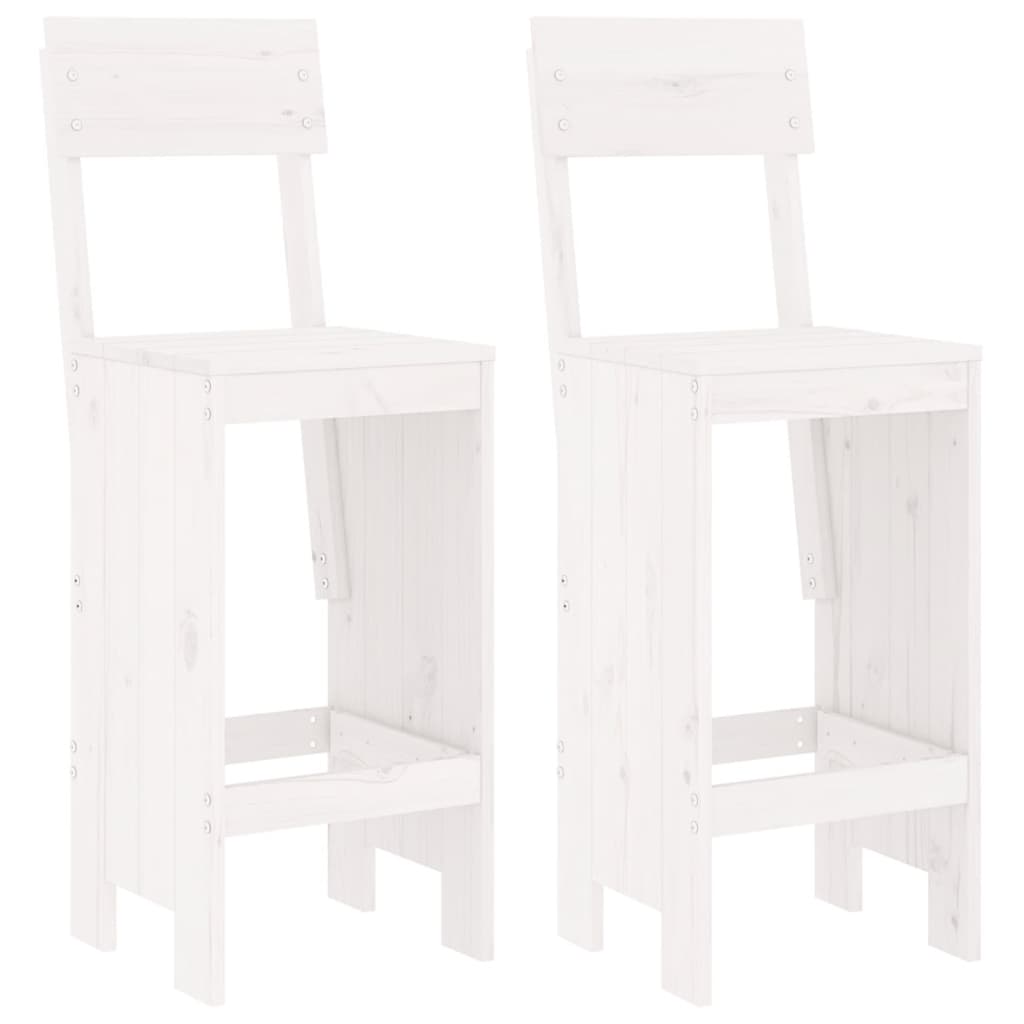 Bar Stools 2 Pcs White Solid Wood Pine