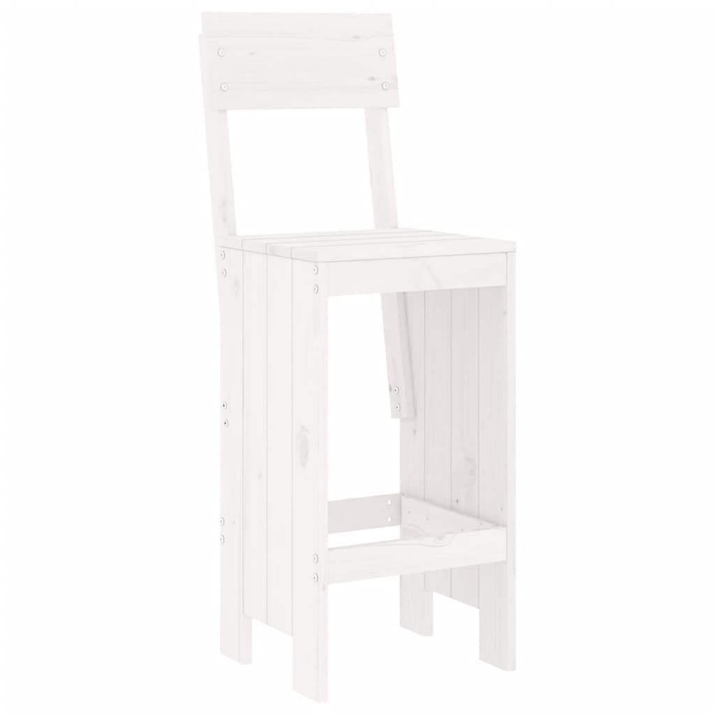 Bar Stools 2 Pcs White Solid Wood Pine