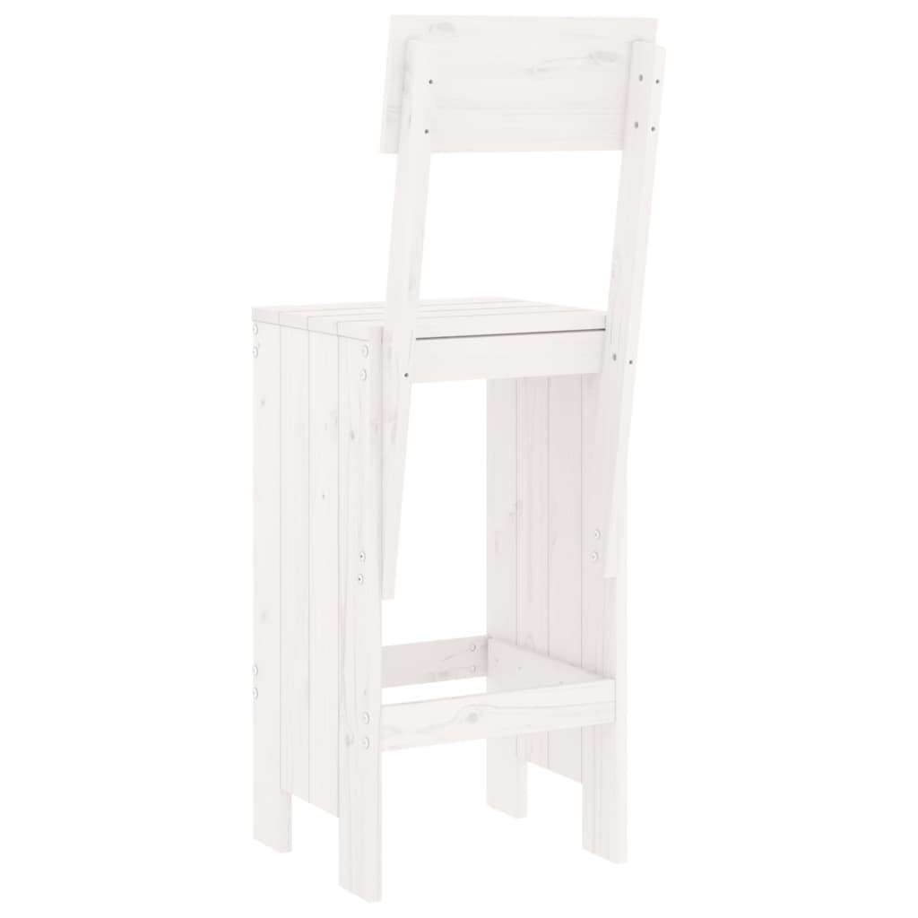 Bar Stools 2 Pcs White Solid Wood Pine