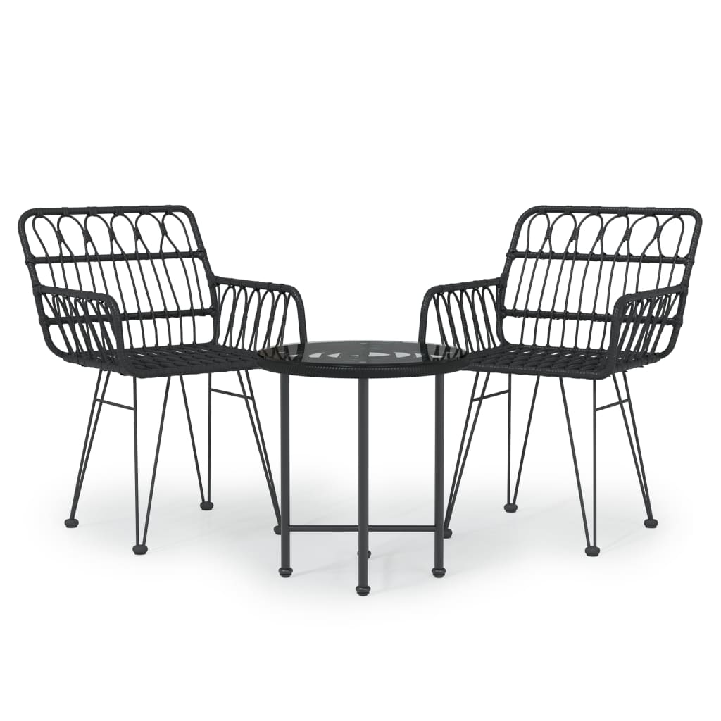 3 Piece Garden Dining Set Poly Rattan