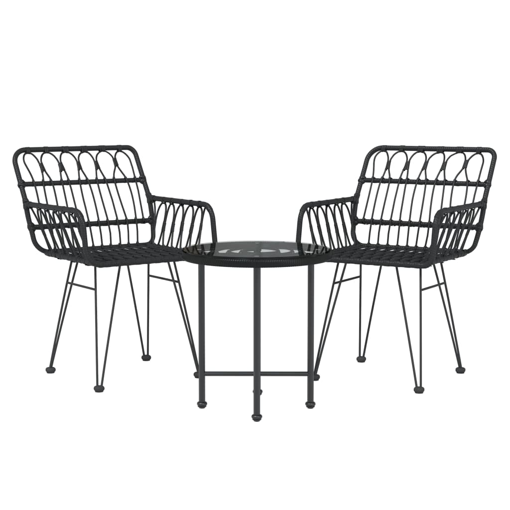 3 Piece Garden Dining Set Poly Rattan