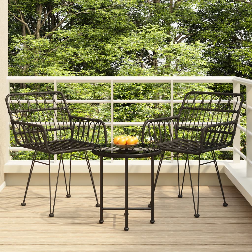 3 Piece Garden Dining Set Poly Rattan