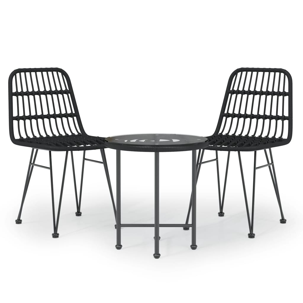 3 Piece Garden Dining Set Poly Rattan