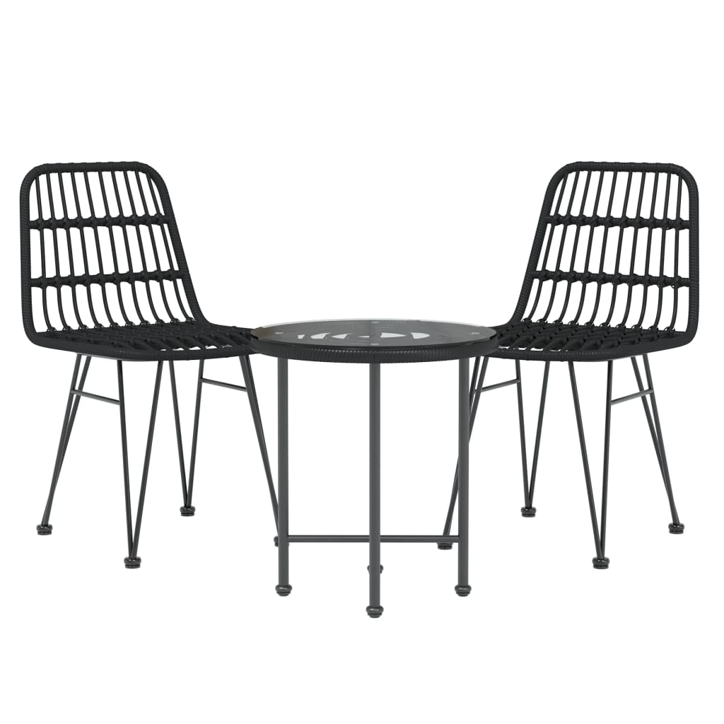 3 Piece Garden Dining Set Poly Rattan