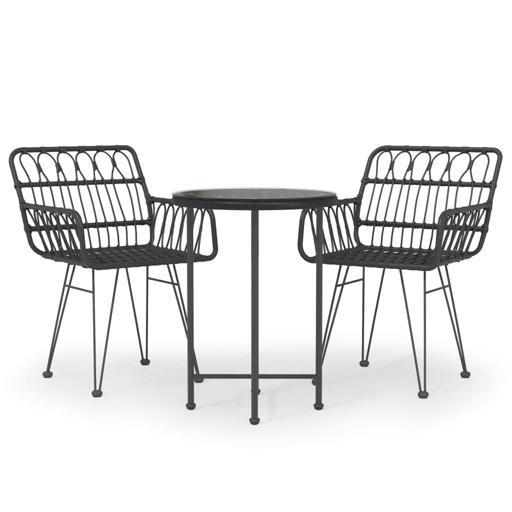 3 Piece Garden Dining Set Poly Rattan