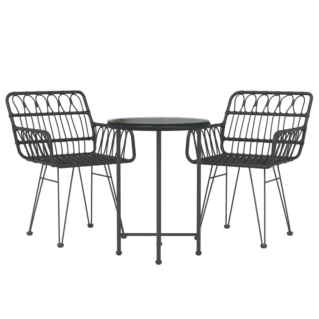 3 Piece Garden Dining Set Poly Rattan