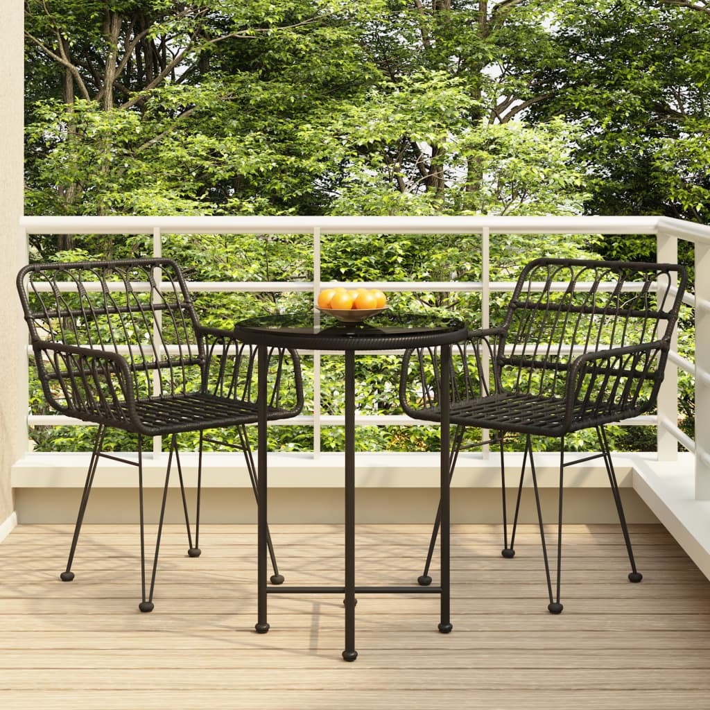 3 Piece Garden Dining Set Poly Rattan