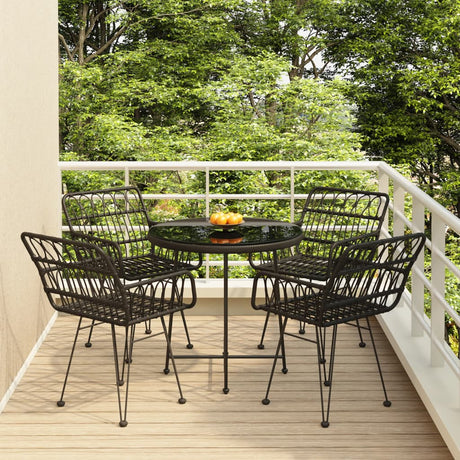 5 Piece Garden Dining Set Poly Rattan