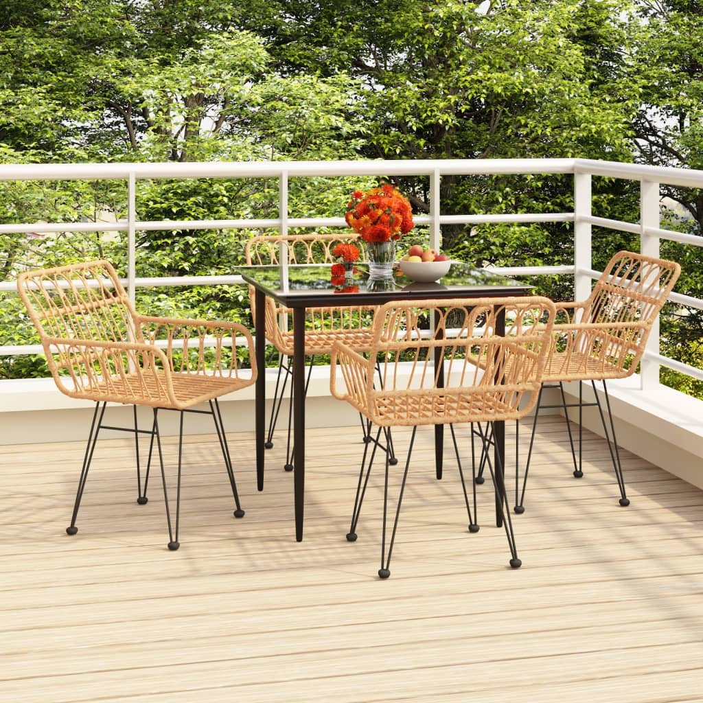 3 Piece Garden Dining Set Poly Rattan