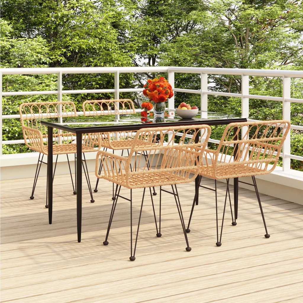 3 Piece Garden Dining Set Poly Rattan