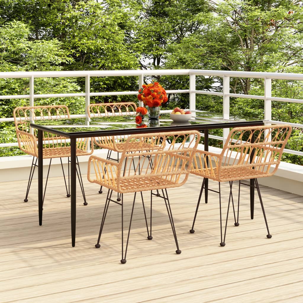 3 Piece Garden Dining Set Poly Rattan